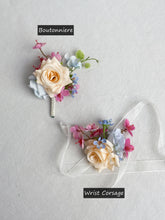 Load image into Gallery viewer, Boutonniere & Wrist Corsage in Spring Color