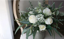 Load image into Gallery viewer, Free-Form Bridal Bouquet in White and Forest Green, Simple & Elegant Wedding Bouquet