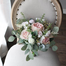 Load image into Gallery viewer, Free-Form Bridal Bouquet in Dusty Pink, Vintage Silk Wedding Bouquet