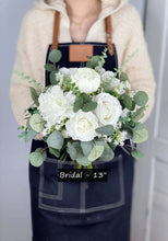 Load image into Gallery viewer, Free-Form Bridal Bouquet in White and Greenery, Wedding Bouquet with Real-touch Flowers