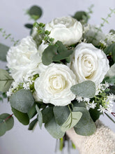 Load image into Gallery viewer, Free-Form Bridal Bouquet in White and Greenery, Wedding Bouquet with Real-touch Flowers