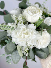 Load image into Gallery viewer, Free-Form Bridal Bouquet in White and Greenery, Wedding Bouquet with Real-touch Flowers