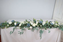 Load image into Gallery viewer, Dusty Blue - Flower Runner, Fireplace Decor, Head Table Decor, Wedding Table Centerpieces, Sweetheart Table Decor, Garland Runner