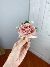 Load image into Gallery viewer, Pin Boutonniere in Dusty Pink & Blush, Deluxe Silk Wedding Flowers