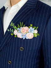 Load image into Gallery viewer, Pocket Boutonniere in Blue & Blush