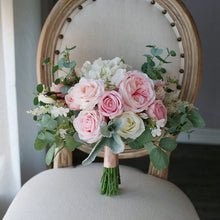 Load image into Gallery viewer, Round Bridal Bouquet in Blush & White, Classic Austin Roses Wedding Bouquet