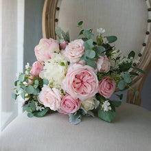 Load image into Gallery viewer, Round Bridal Bouquet in Blush & White, Classic Austin Roses Wedding Bouquet