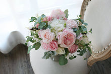 Load image into Gallery viewer, Round Bridal Bouquet in Blush & White, Classic Austin Roses Wedding Bouquet