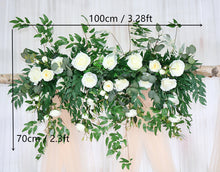 Load image into Gallery viewer, Wedding Arch Central Garland in White and Forest Green | Timeless Wedding Backdrop