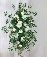 Load image into Gallery viewer, Wedding Arch Flowers & Table Runner in White and Forest Green Rose