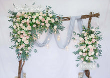Load image into Gallery viewer, Wedding Arch Flowers in Peach & Blush, Rustic Backdrop Ceremony Décor