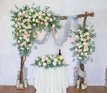 Load image into Gallery viewer, Wedding Arch Flowers in Peach & Blush, Rustic Backdrop Ceremony Décor
