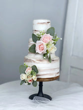 Load image into Gallery viewer, Wedding Cake Topper Flowers in Ivory & Blush, Set of 2 Floral Party Cake Decoration
