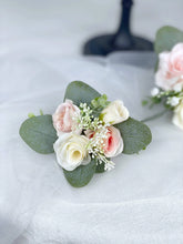 Load image into Gallery viewer, Wedding Cake Topper Flowers in Ivory & Blush, Set of 2 Floral Party Cake Decoration
