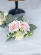 Load image into Gallery viewer, Wedding Cake Topper Flowers in Ivory & Blush, Set of 2 Floral Party Cake Decoration