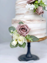 Load image into Gallery viewer, Wedding Cake Topper Flowers in Mauve & White, Set of 2 Floral Party Cake Decoration