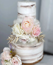 Load image into Gallery viewer, Wedding Cake Topper Flowers in Pink & Gold, Set of 2 Floral Cake Decoration