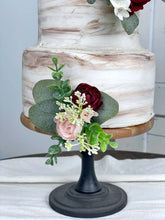 Load image into Gallery viewer, Wedding Cake Topper in Burgundy & Pink, Set of 2 Floral Cake Decoration