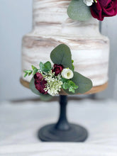 Load image into Gallery viewer, Wedding Cake Topper in Burgundy & White, Set of 2 Floral Party Cake Decoration