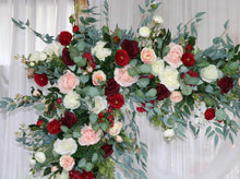 Load image into Gallery viewer, Wedding Arch Flowers in Burgundy & Blush, Stunning Ceremony Backdrop Décor