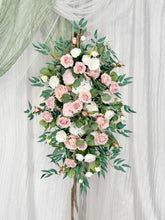 Load image into Gallery viewer, Wedding Arch Flowers in Dusty Pink & White, Romantic Ceremony Backdrop Décor