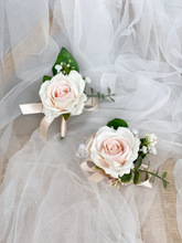 Load image into Gallery viewer, Boutonniere &amp; Wrist Corsage in Dusty Pink

