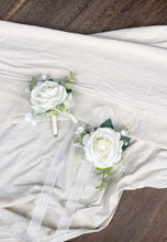 Load image into Gallery viewer, Boutonniere &amp; Wrist Corsage in Natural White
