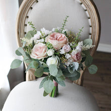 Load image into Gallery viewer, Free-Form Bridal Bouquet in Dusty Pink, Vintage Silk Wedding Bouquet
