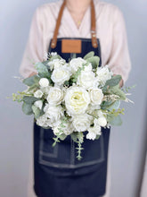 Load image into Gallery viewer, Free-Form Bridal Bouquet in White &amp; Sage, Romantic Wedding Bouquet
