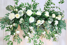 Load image into Gallery viewer, Wedding Arch Central Garland in White and Forest Green | Timeless Wedding Backdrop
