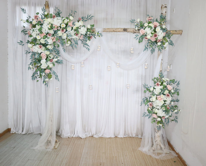 Wedding Arch Flowers in Dusty Pink, Blush & White, Dreamy Garden Décor