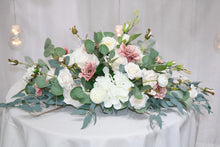 Load image into Gallery viewer, Wedding Arch Flowers in Dusty Pink &amp; White , Elegant Outdoor Ceremony Décor
