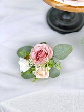 Load image into Gallery viewer, Wedding Cake Topper Flowers in Dusty Pink &amp; White, Set of 2 Floral Party Cake Decoration
