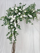 Load image into Gallery viewer, Wedding Arch &amp; Aisle Flowers in White and Forest Green, Rustic Swag Décor
