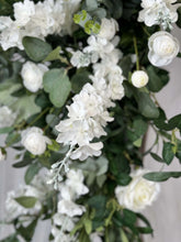 Load image into Gallery viewer, Wedding Arch &amp; Aisle Flowers in White and Forest Green, Rustic Swag Décor
