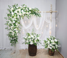 Load image into Gallery viewer, Wedding Arch Flower in Boho White and Sage Artificial Flower Swag
