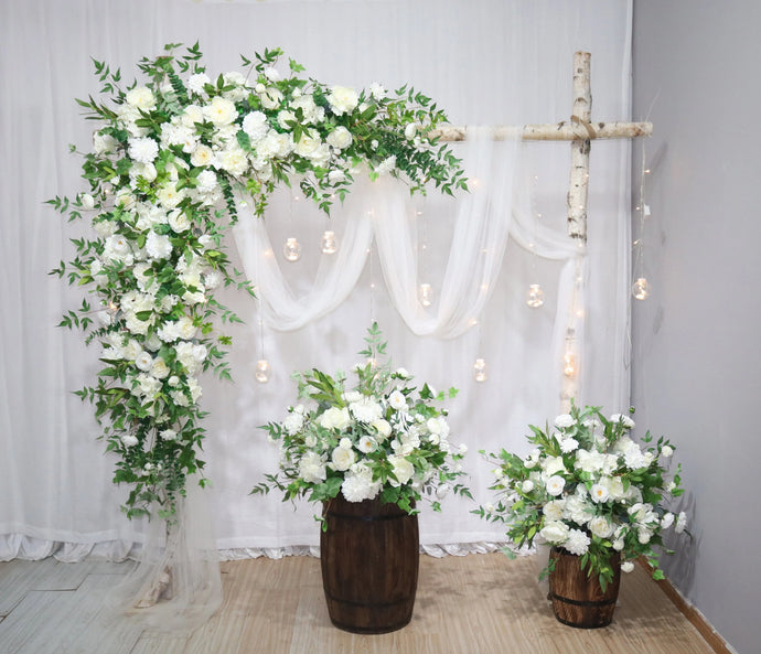 Wedding Arch Flower in Boho White and Sage Artificial Flower Swag