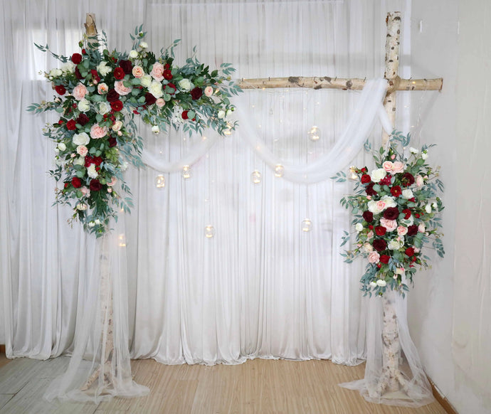 Wedding Arch Flowers in Burgundy & Blush  Stunning Ceremony Backdrop Décor