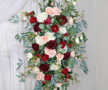 Load image into Gallery viewer, Wedding Arch Flowers in Burgundy &amp; Blush, Stunning Ceremony Backdrop Décor
