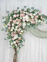 Load image into Gallery viewer, Wedding Arch Flowers in Dusty Pink &amp; White, Romantic Ceremony Backdrop Décor
