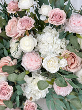 Load image into Gallery viewer, Wedding Arch Flowers in Dusty Pink &amp; White, Romantic Ceremony Backdrop Décor
