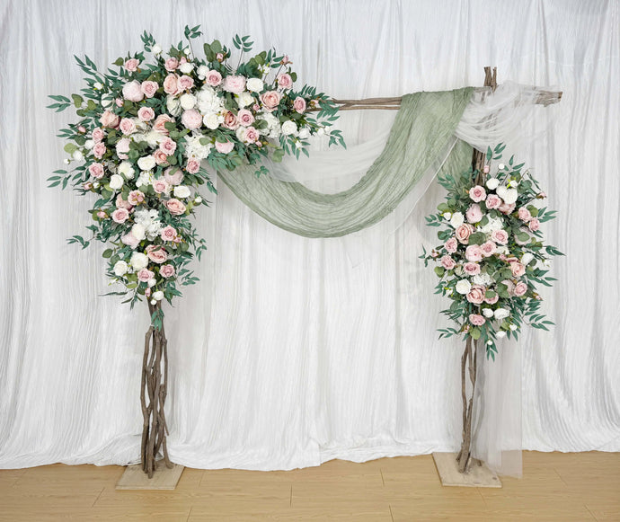 Wedding Arch Flowers in Dusty Pink & White, Romantic Ceremony Backdrop Décor