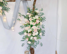 Load image into Gallery viewer, Wedding Arch Flowers in Peach &amp; Blush,  Rustic Backdrop Ceremony Décor
