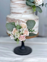 Load image into Gallery viewer, Wedding Cake Topper Flowers in Dusty Pink &amp; White, Set of 2 Floral Party Cake Decoration
