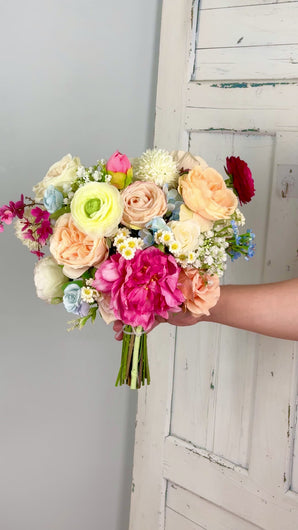 Free-Form Bridal Bouquet in Spring Color, Wildflowers Boho Wedding Bouquet