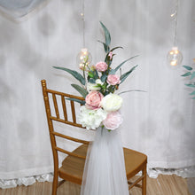Load image into Gallery viewer, Chair Swag in Dusty Pink &amp; White | Romantic Ceremony Décor
